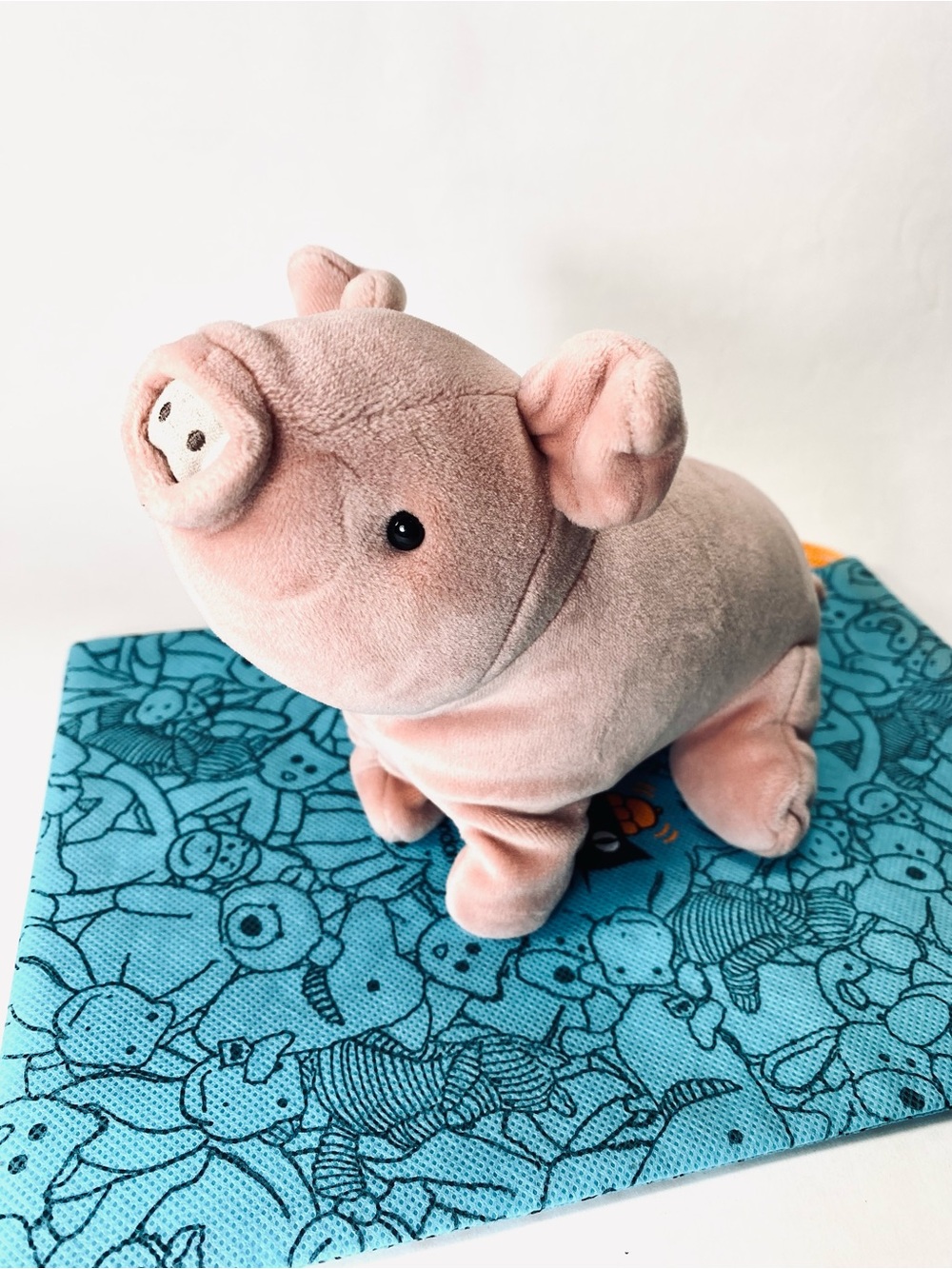 Jellycat Mellow Mallow Pig Stuffed Plush Toy w/ Drawstring Bag - Small
